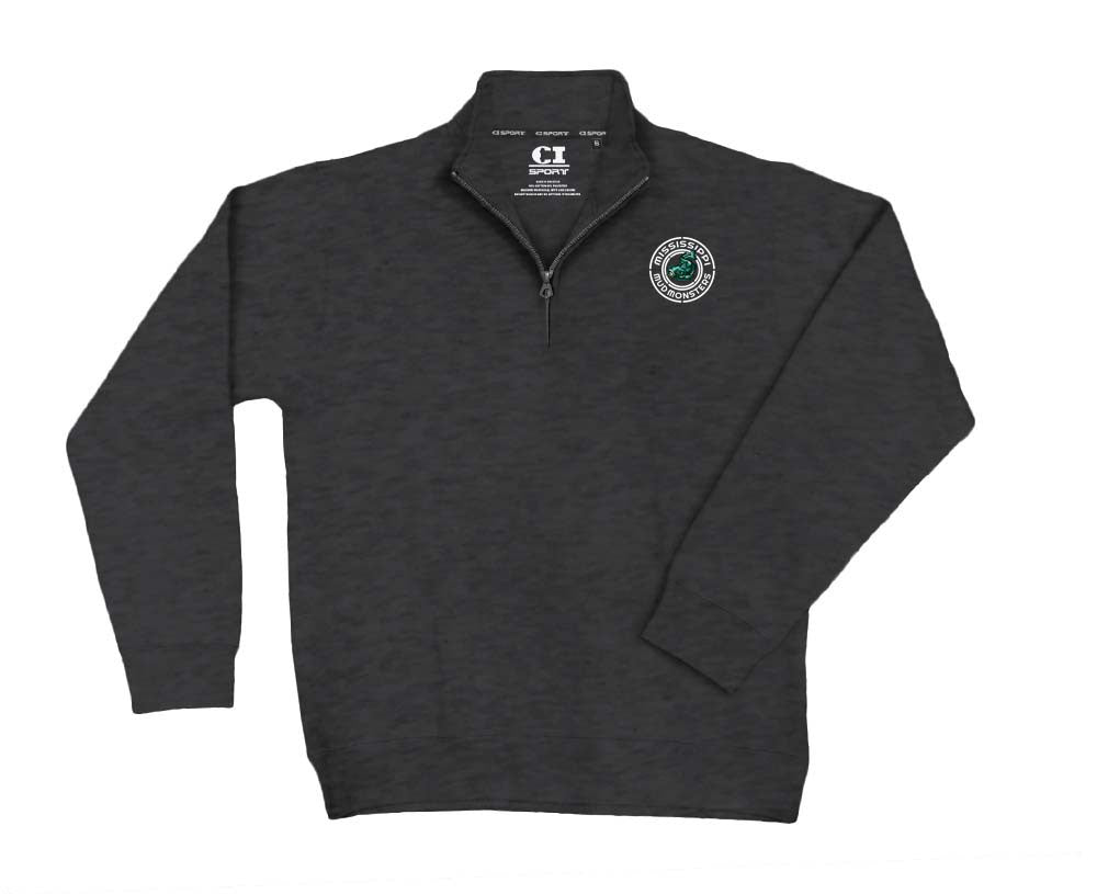 Quarter Zip - Swimming Fish - Charcoal