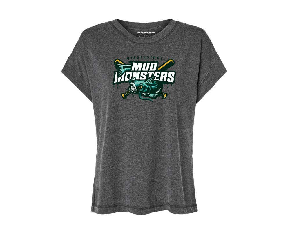 Ladies Vintage Wash Tee - Primary Logo - Washed Black
