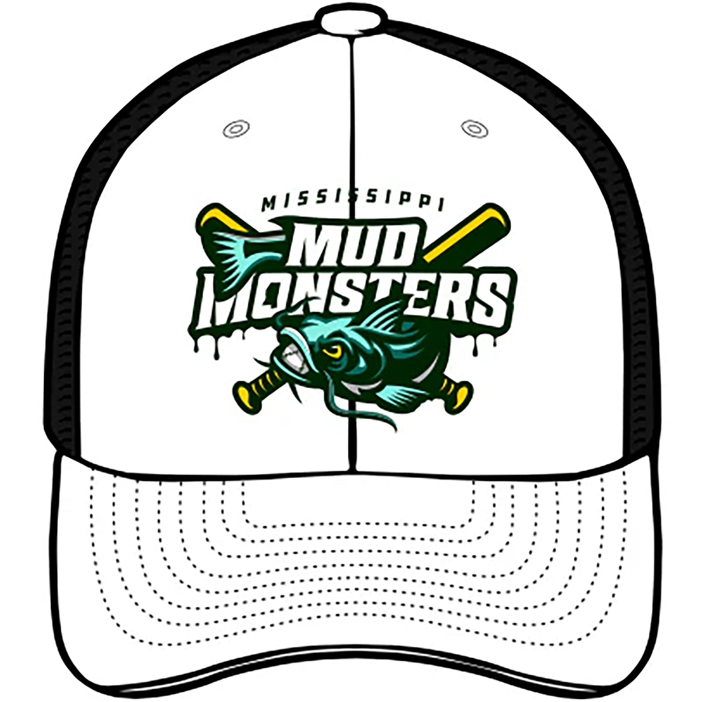 Adjustable Mesh Back Hat- Primary Logo - Black/White