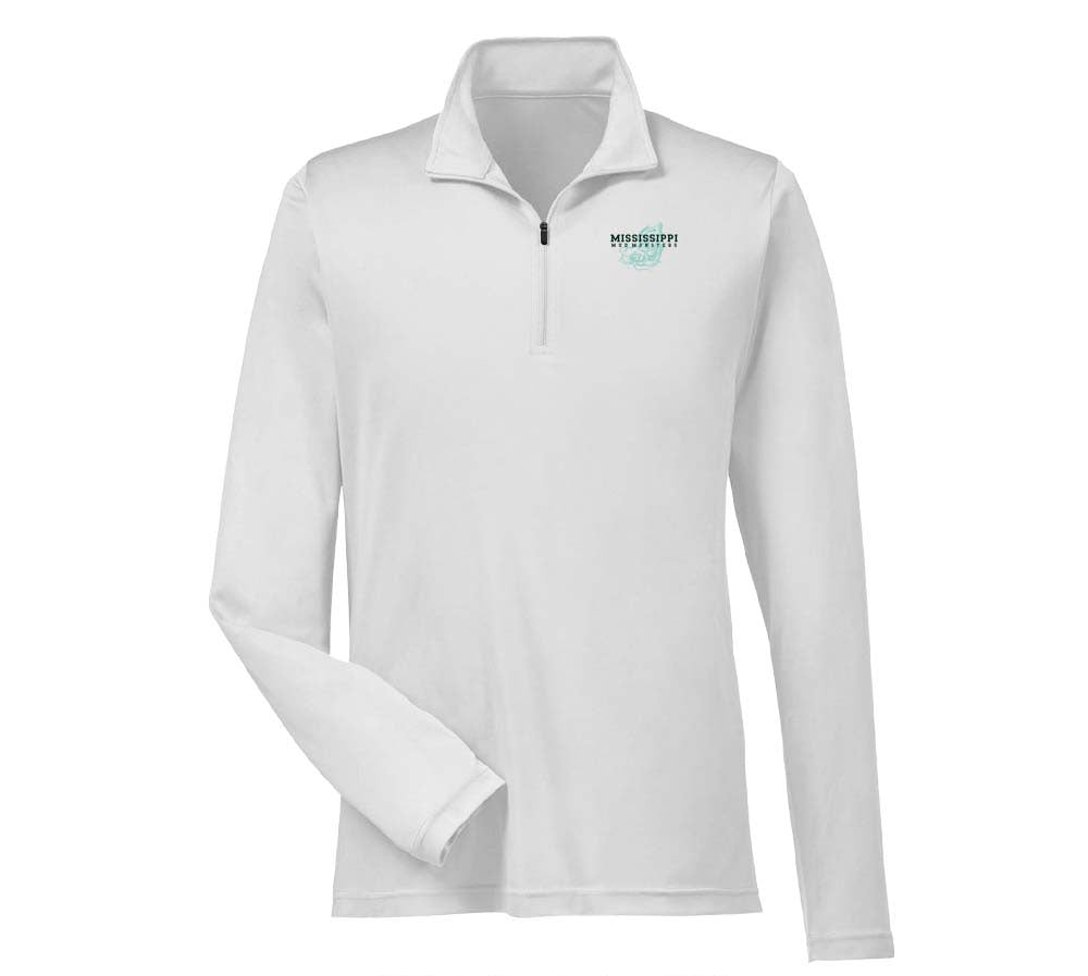 Performance Quarter Zip - Swimming Fish - White