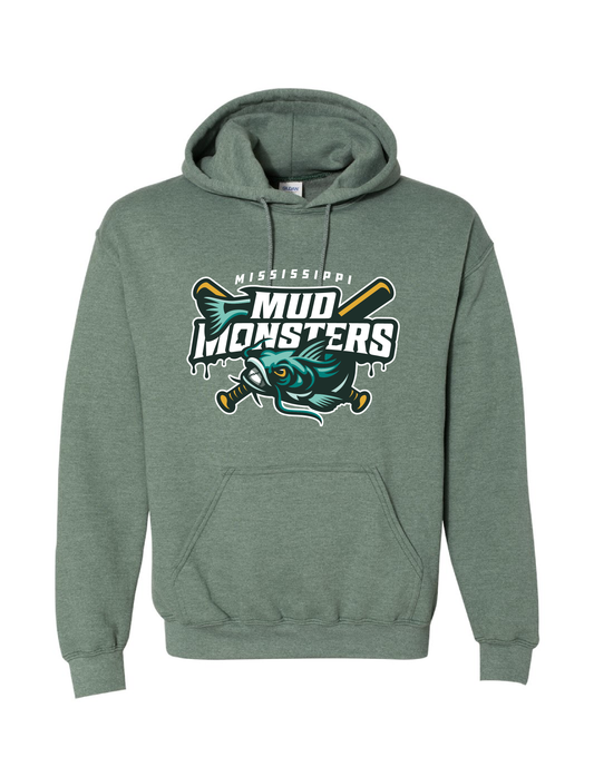 Hoodie - Primary Logo - Heather Dark Green