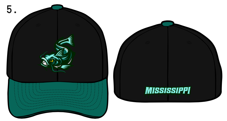 Stretch Fit Hat - Swimming Fish - Black/Teal