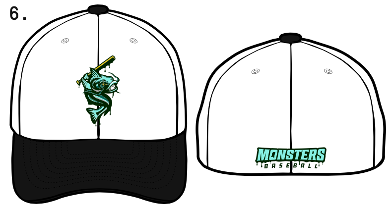 Stretch Fit Hat - Swinging Fish - Black/White